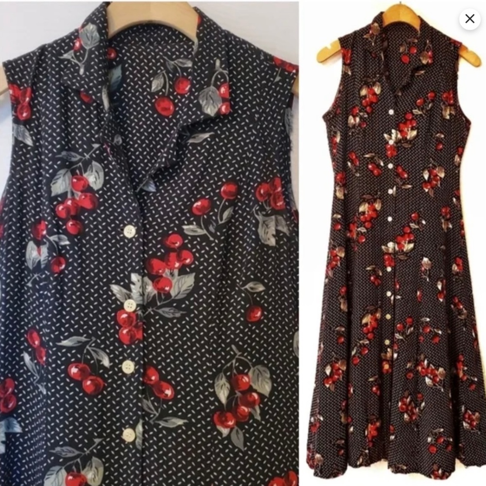 Vintage Dress Pin-up Cherry Black Polka-dot